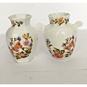 Aynsley Miniture Porcelain Vases "Cottage Garden" series (lot of 2)